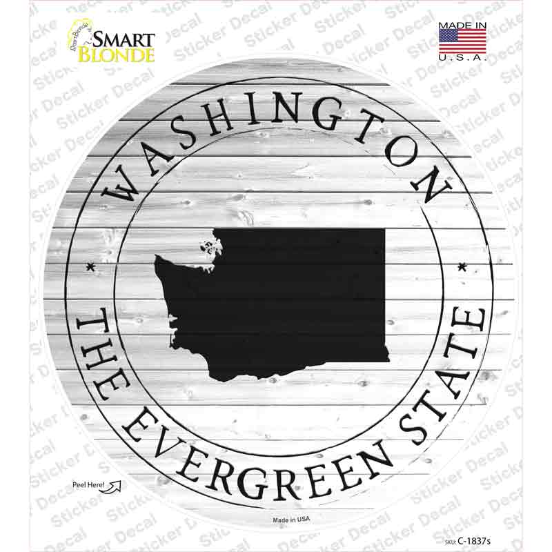 Washington Evergreen State Novelty Circle Sticker Decal