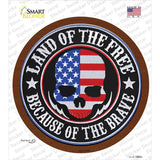 Land Of The Free American Skull Novelty Circle Sticker Decal