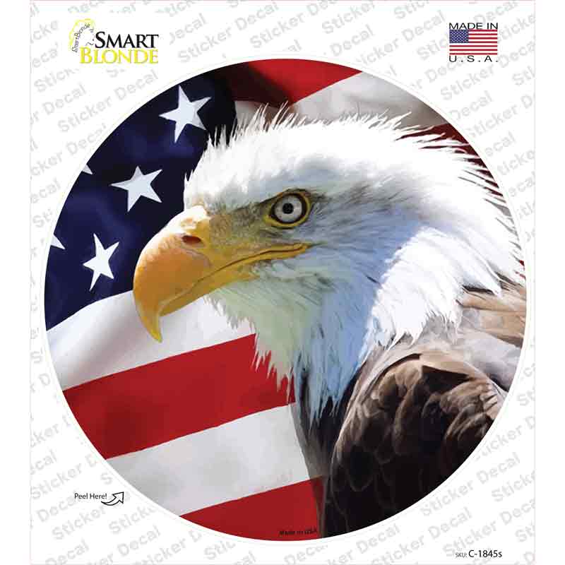 Eagle American Flag Novelty Circle Sticker Decal