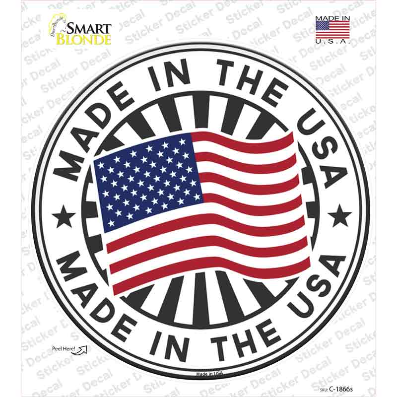 Made In The USA Novelty Circle Sticker Decal