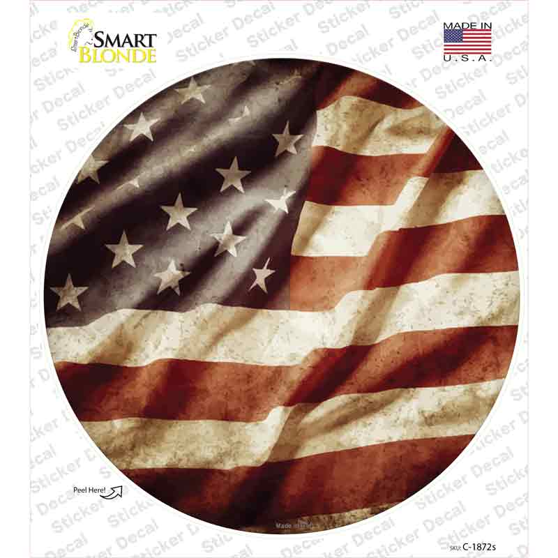 Vintage American Flag Novelty Circle Sticker Decal