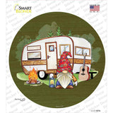 Camping Gnome Novelty Circle Sticker Decal