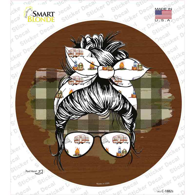 Aviator Bun Camper Print Novelty Circle Sticker Decal