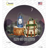Lets Go Camping Novelty Circle Sticker Decal