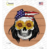Sunflower Skull Novelty Circle Sticker Decal