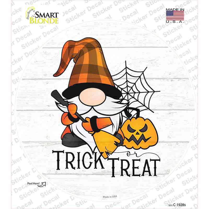 Trick Or Treat Spooky Gnome Novelty Circle Sticker Decal