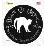 Black Cat Crossing Novelty Circle Sticker Decal
