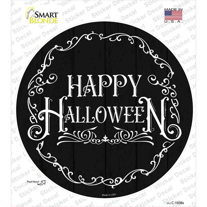 Happy Halloween Black Novelty Circle Sticker Decal