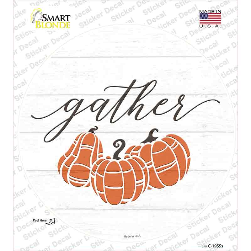 Gather Pumpkins Novelty Circle Sticker Decal