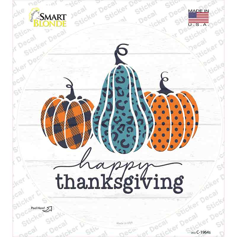 Happy Thanksgiving Pumpkins Novelty Circle Sticker Decal