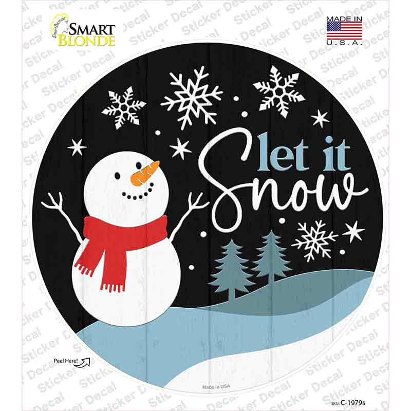 Snowman Let It Snow Novelty Circle Sticker Decal