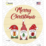 Merry Christmas Gnomes Tan Novelty Circle Sticker Decal