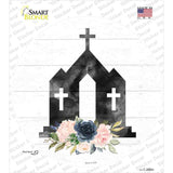 Church Silhouette Novelty Circle Sticker Decal