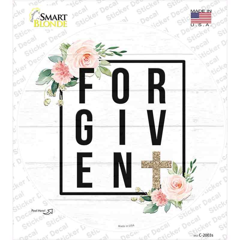 Forgiven with Cross Novelty Circle Sticker Decal
