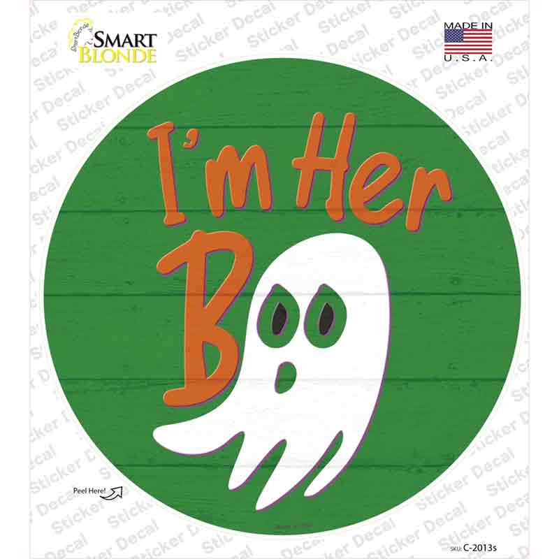 Im Her Boo Green Novelty Circle Sticker Decal