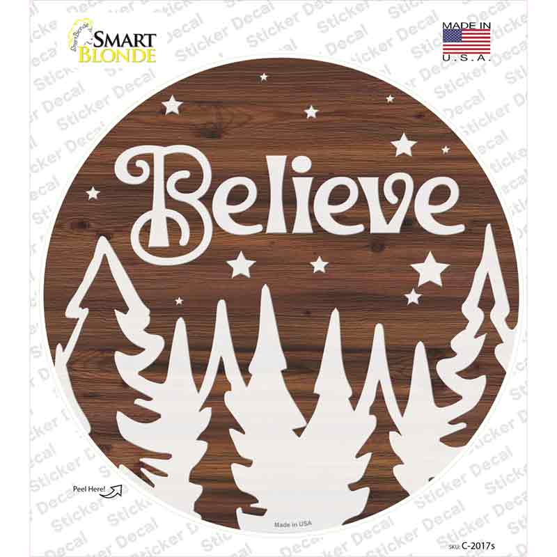 Believe Winter Silhouette Novelty Circle Sticker Decal
