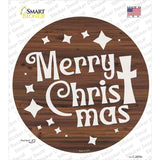Merry Christmas with Cross Novelty Circle Sticker Decal