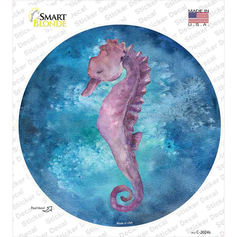 Seahorse Blue Novelty Circle Sticker Decal