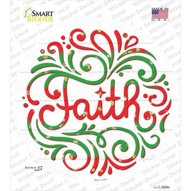 Faith Christmas Novelty Circle Sticker Decal