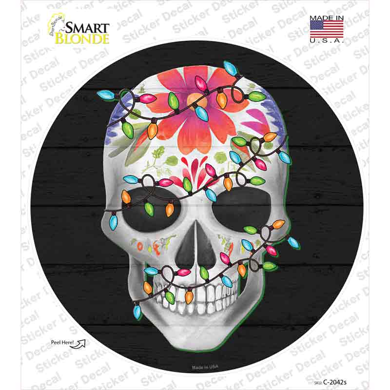 Calavera with Lights Novelty Circle Sticker Decal