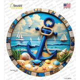 Blue Anchor and Crab Novelty Circle Sticker Decal C-2071s