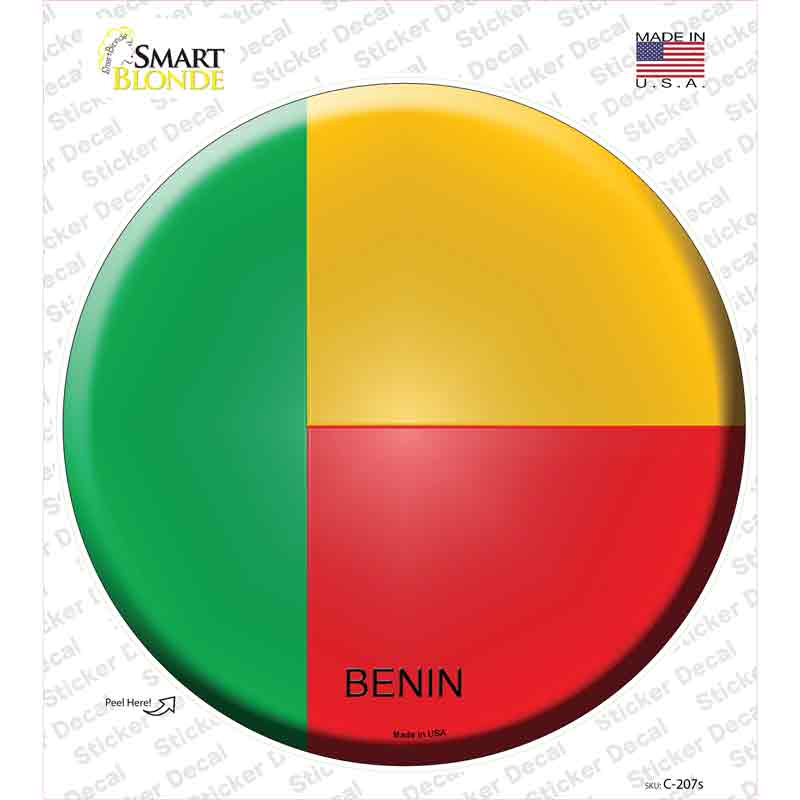Benin Country Novelty Circle Sticker Decal