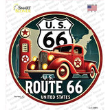 Red Truck on Route 66 Novelty Circle Sticker Decal C-2087s