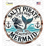 Salty Pirate & Mermaid Novelty Circle Sticker Decal C-2093s