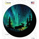 Moose Under the Northern Lights Novelty Circle Sticker Decal C-2099s