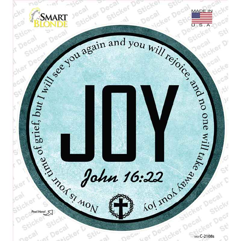 Joy Bible Verse Novelty Circle Sticker Decal C-2108s
