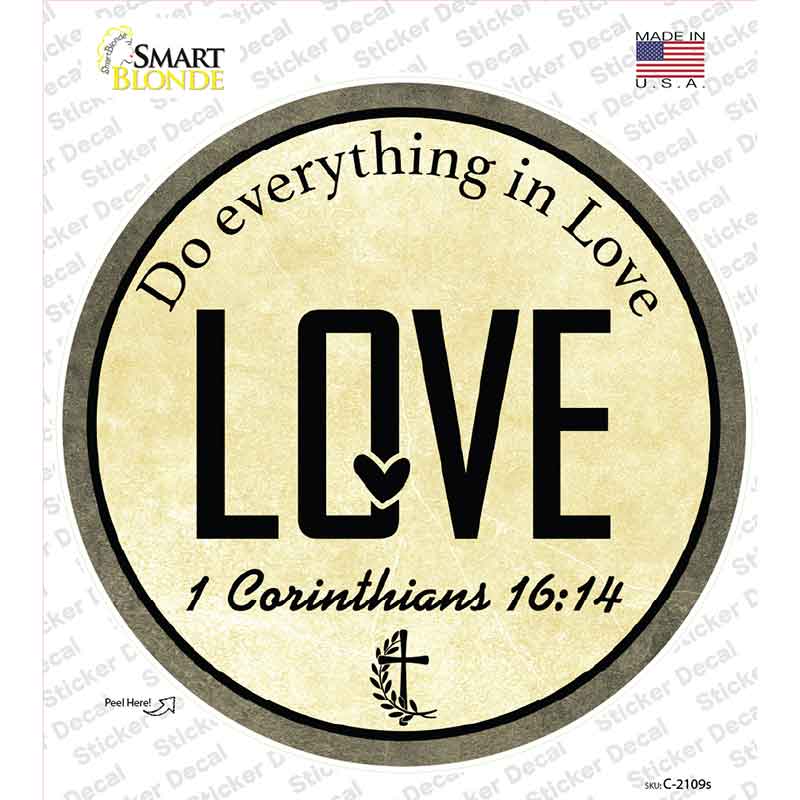 Love Bible Verse Novelty Circle Sticker Decal C-2109s