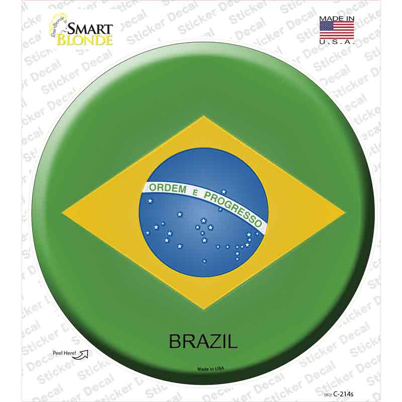 Brazil Country Novelty Circle Sticker Decal