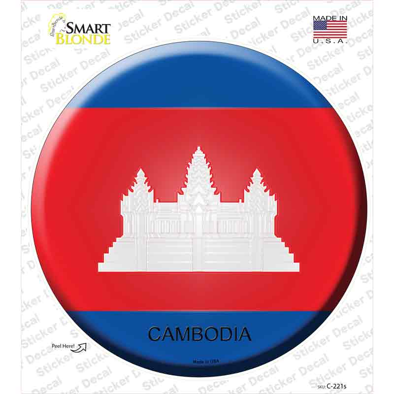 Cambodia Country Novelty Circle Sticker Decal