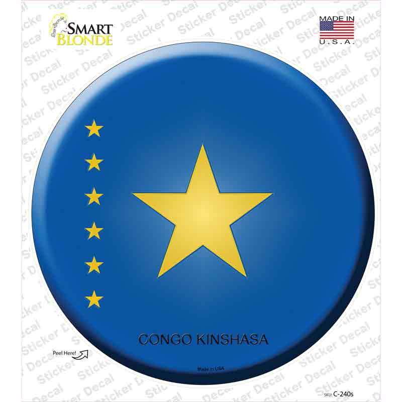 Congo Kinshasa Country Novelty Circle Sticker Decal