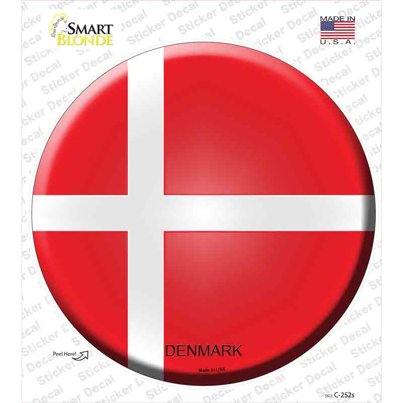 Denmark Country Novelty Circle Sticker Decal