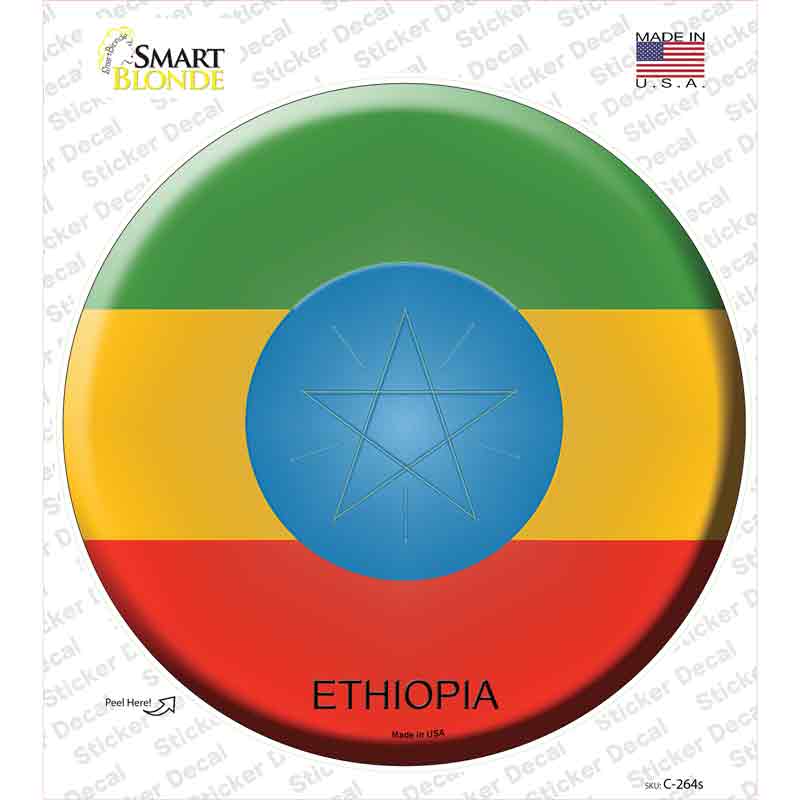 Ethiopia Country Novelty Circle Sticker Decal