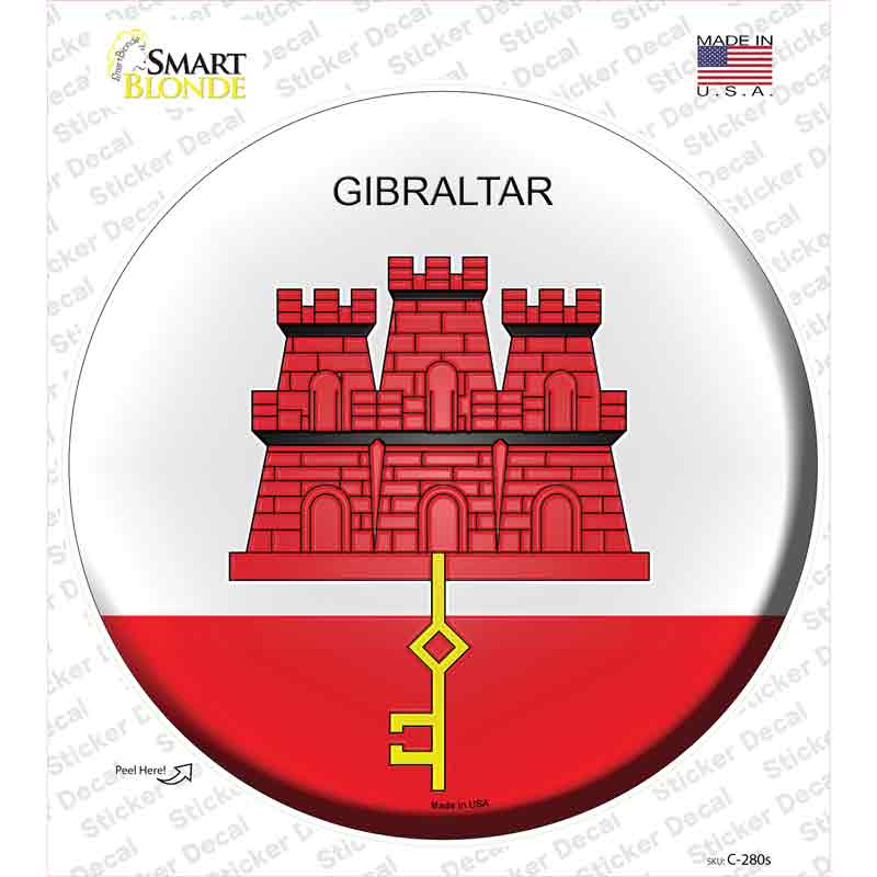 Gibraltar Country Novelty Circle Sticker Decal