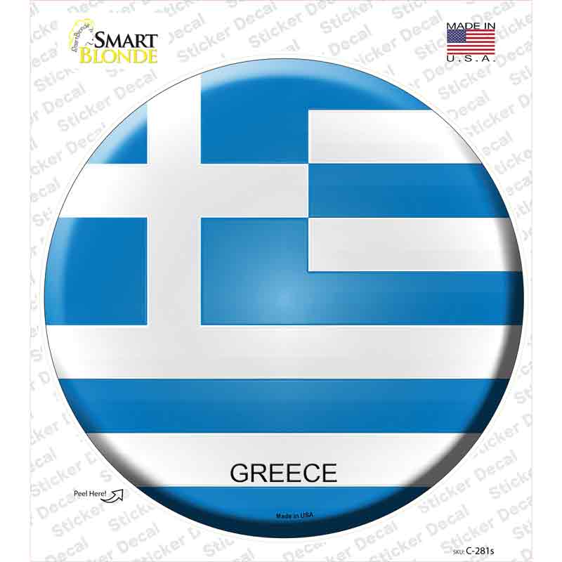 Greece Country Novelty Circle Sticker Decal