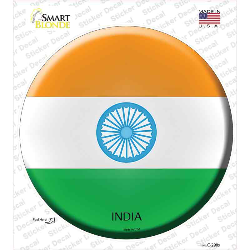 India Country Novelty Circle Sticker Decal