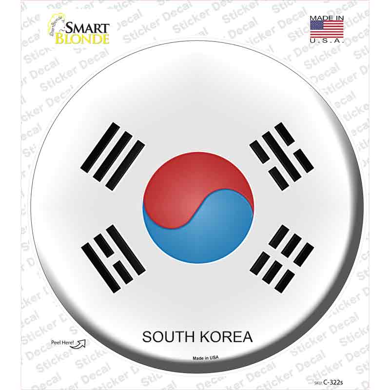 South Korea Country Novelty Circle Sticker Decal