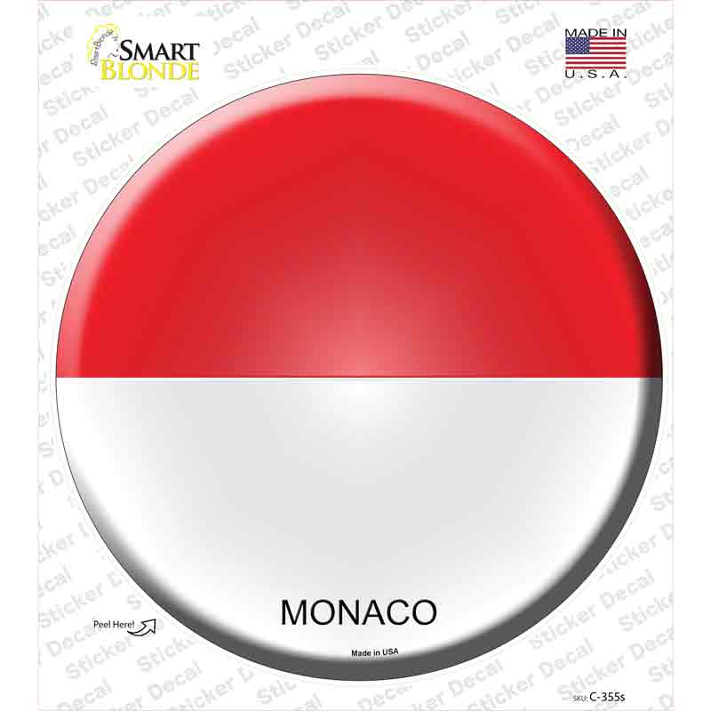 Monaco Country Novelty Circle Sticker Decal