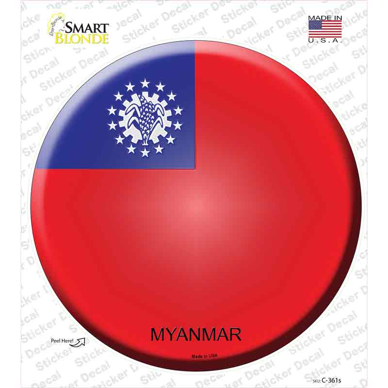 Myanmar Country Novelty Circle Sticker Decal