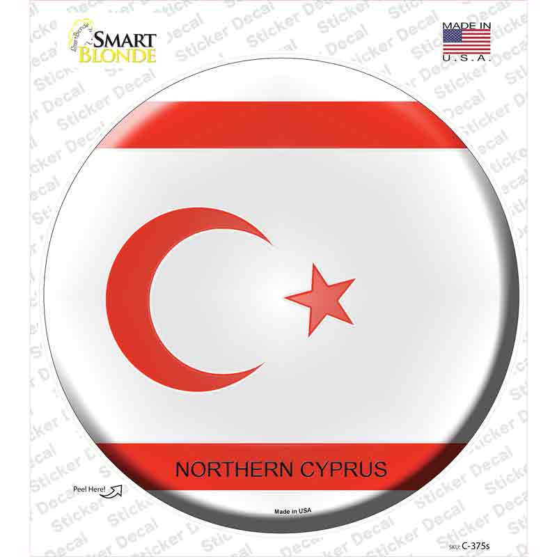 Northern Cyprus Country Novelty Circle Sticker Decal