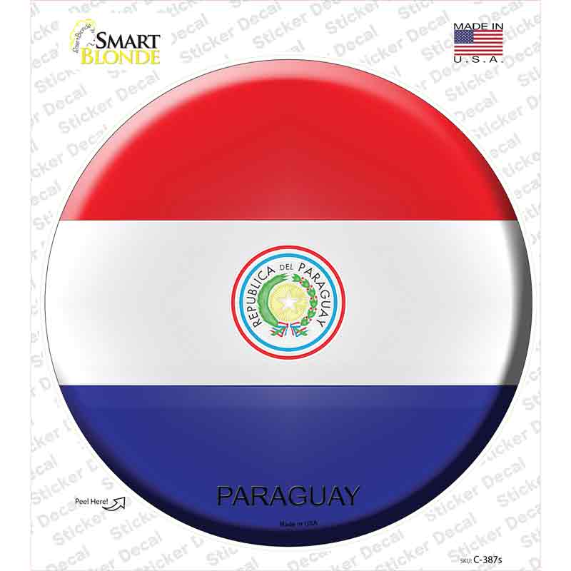 Paraguay Country Novelty Circle Sticker Decal