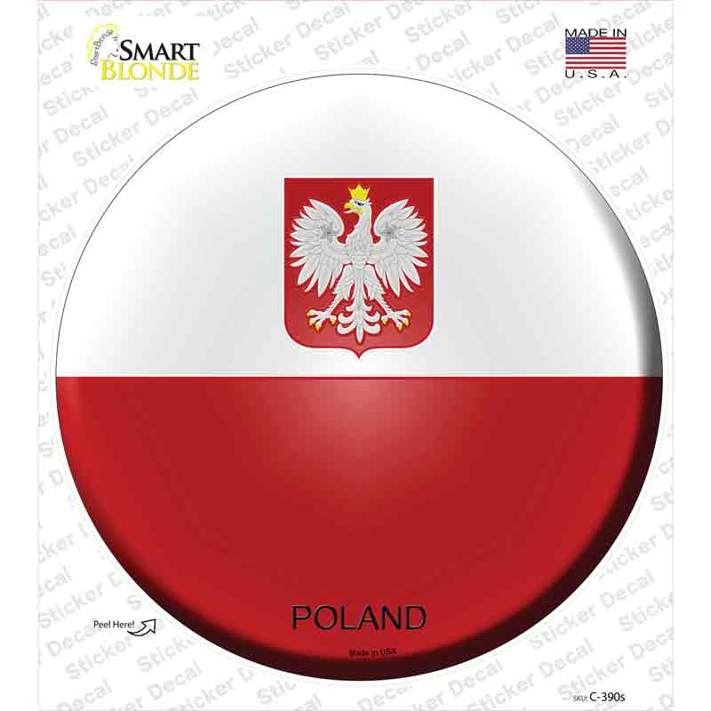 Poland Country Novelty Circle Sticker Decal