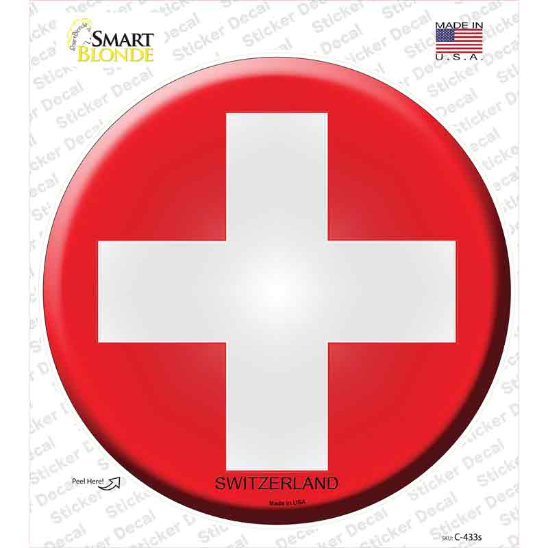 Switzerland Country Novelty Circle Sticker Decal