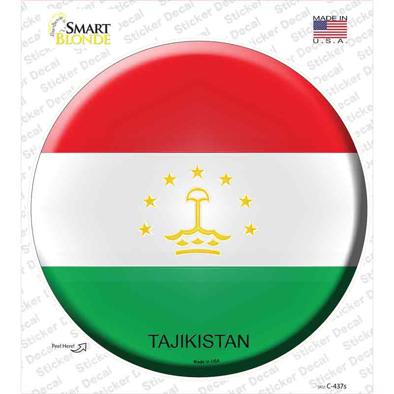 Tajikistan Country Novelty Circle Sticker Decal