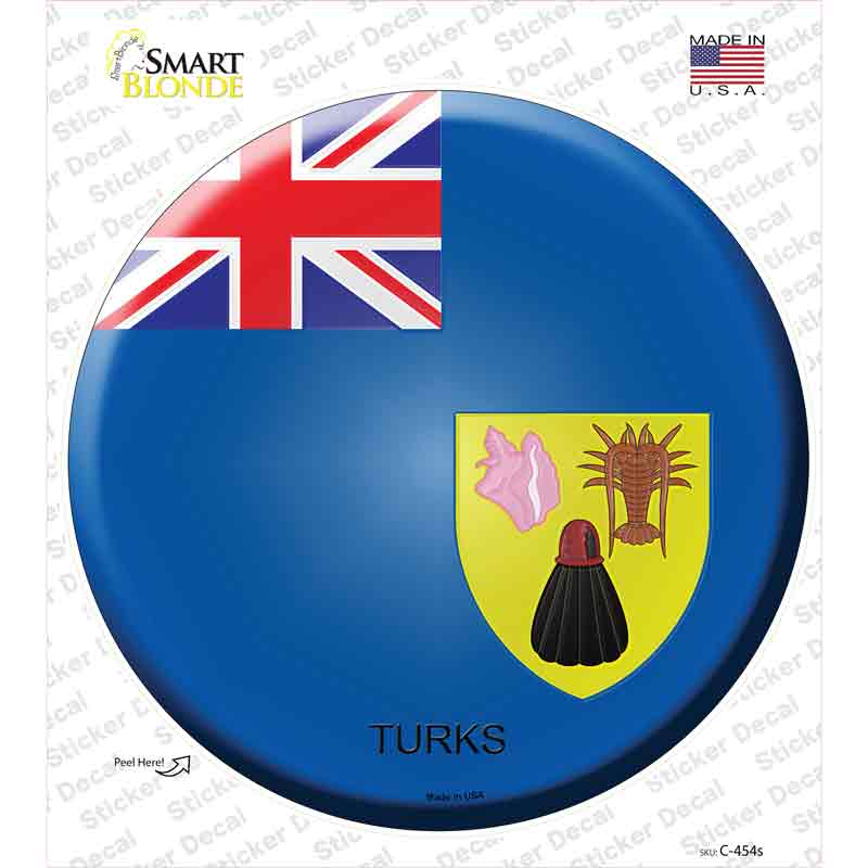Turks Country Novelty Circle Sticker Decal