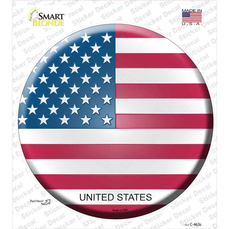 United States Country Novelty Circle Sticker Decal