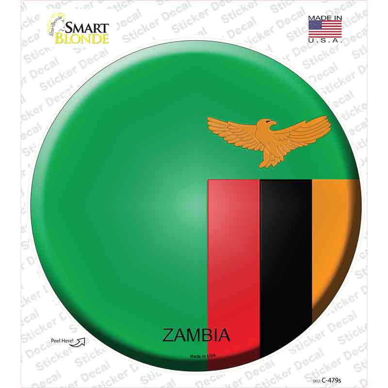 Zambia Country Novelty Circle Sticker Decal